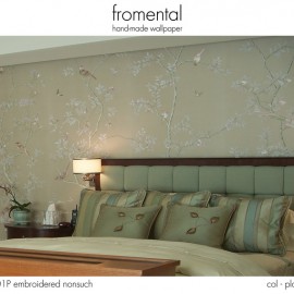 Текстильные обои EC001P partembroidered nonsuch col platinum Fromental